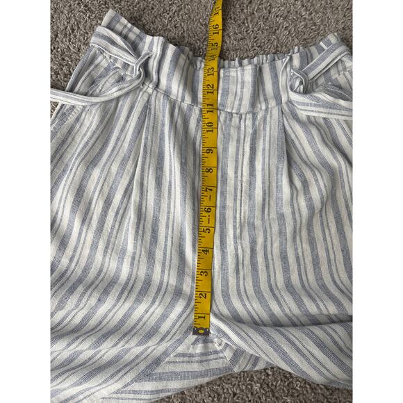 B2 Streetwear Society Paperbag Linen Blend Pants Women M  Striped Beachy Coastal - Picture 8 of 11